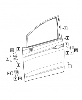 Door hinge lower front left Chrysler Pacifica 17-
