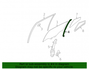 Rear left door glass guide Nissan Altima 19-24