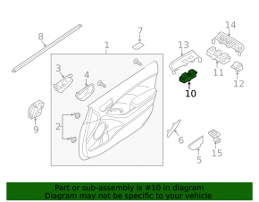 Front right window lift control Kia Forte 4d 14-18
