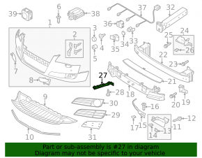 Front bumper mount on the left fender of the Audi A8 10-13 pre-rest