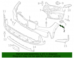 Front bumper mount left fender BMW X1 U11 24-25 lower part