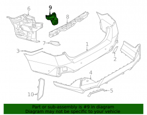 Rear bumper mount, left inner, BMW 5 G60 24-25 Without m sport pack, cover and components, With m sport trim, bumper support