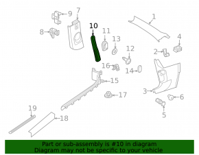 Left center pillar trim strap VW Beetle 12-17