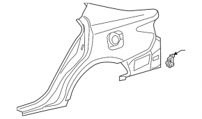 Quarter wing rear right Lexus ES300h ES350 13-18 black, replaceable panel and side member