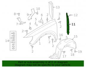 Right door-wing seal for Audi Q3 83A 19-25 plastic, broken