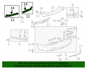Rear bumper mount, center left, Cadillac CTS 14-19