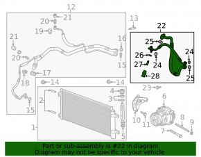 Air conditioning condenser-compressor pipe Chevrolet Cruze 16-