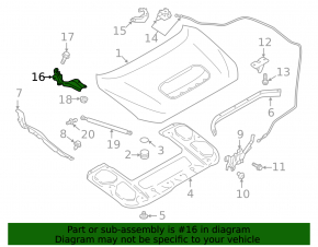 Left hood hinge for Subaru WRX 15-21