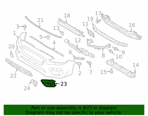 Right front bumper grille for Subaru WRX 15-17, under fog lights and DRLs