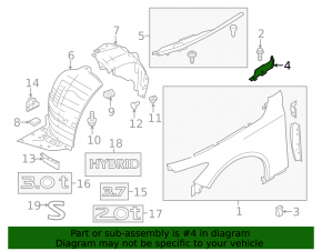 Seal wing hood-wing left Infiniti Q50 14-20 rear