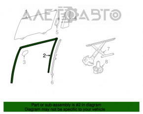 Rear left window seal for Toyota Highlander 14-19