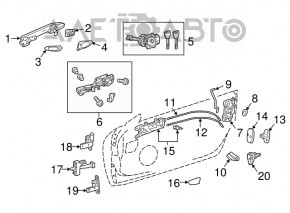 Front right door lock Lexus ES300h ES 19-22 with cables
