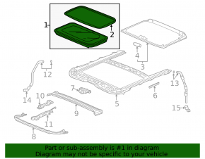 Sunroof assembly for Honda Accord 2013-2017, beige shade, chewed shade, needs cleaning