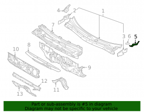Left windshield wiper seal for Mitsubishi Outlander 14-22