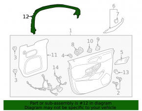 Door frame inner front right Chevrolet Cruze 16-