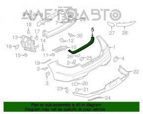 Upper rear bumper trim Porsche Panamera 14-16