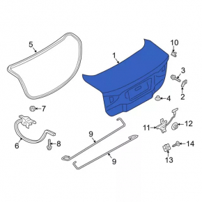 Boot lid Ford Fusion mk5 13-20 blue E7, dented