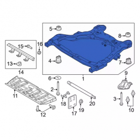 Front subframe Ford Explorer 16-19 awd