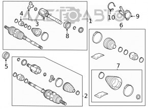 Drive axle shaft front left Toyota Highlander 20-