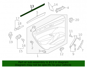 Glass seal inner door rear right VW Passat b8 16-19 USA