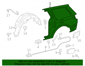 Quarter wing rear left Toyota Sienna 18-20 without BSM