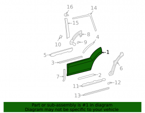 Door trim molding, lower rear left, Lexus GX470 03-09