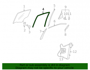 Rear right window seal for Mazda 3 03-09 HB