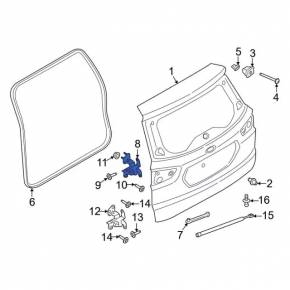 Upper trunk door hinge Ford Ecosport 18-22