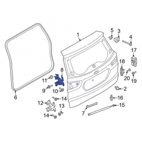 Upper trunk door hinge Ford Ecosport 18-22
