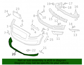 Lower lip of the front bumper Lincoln Nautilus 19-21 for parking sensors