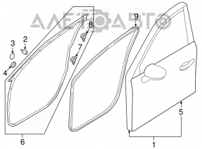 Door assembly front right Mazda CX-5 13-16 graphite 42A