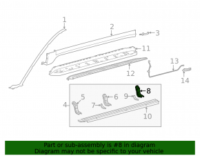 Rear right step sill bracket for Lexus LX 22-26