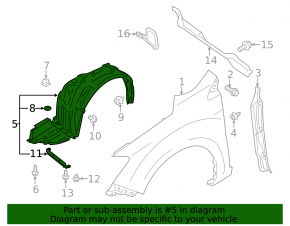 Front left fender liner Subaru XV Crosstrek 18-23