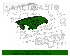 Torpedo front panel bare Chrysler 200 15-17 black