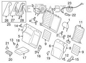 Side trim rear seats right Subaru Legacy 15-19 cloth black