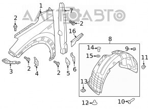Front left wing Hyundai Tucson 16-21 red R5R, bumper