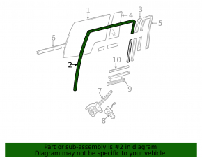 Rear left window seal for Lexus LX 98-07