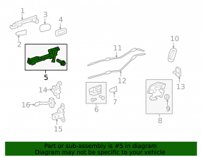 Rear left door handle mechanism Toyota Camry v55 15-17 usa