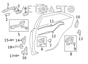 Rear left door handle mechanism Toyota Camry v55 15-17 usa