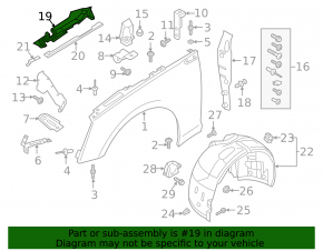 Right hood-wing seal for Audi A5 F5 18-25, inner, broken mount