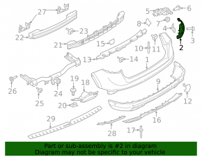 Left inner rear bumper mount for Lincoln MKX 2016-2018