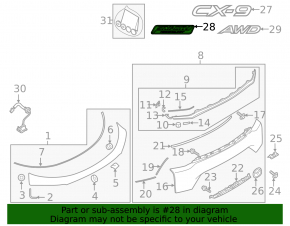 Mazda CX-9 16-19 SKYACTIV Tailgate Emblem Badge