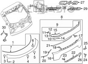 Mazda CX-9 16-19 SKYACTIV Tailgate Emblem Badge
