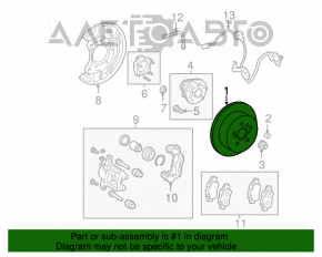 Rear left brake disc Toyota Highlander 14-19