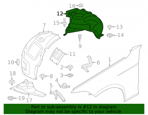 Front left rear fender liner BMW 3 GT F34 14-19 To 7/2016