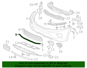 Lower molding of the front bumper Honda Accord 13-15 2d