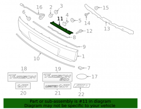 Trunk door number plate illumination strip Hyundai Tucson 16-18 pre-rest