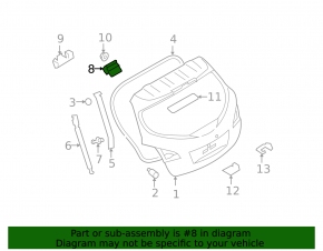 Right tailgate hinge for Nissan Murano z51 09-14