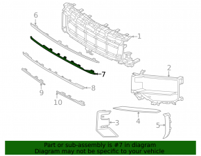 Upper grille molding for the front bumper, central, Porsche Cayenne 24-26