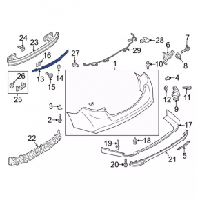 Rear bumper mount central Ford Fusion mk5 13-19 broken mount